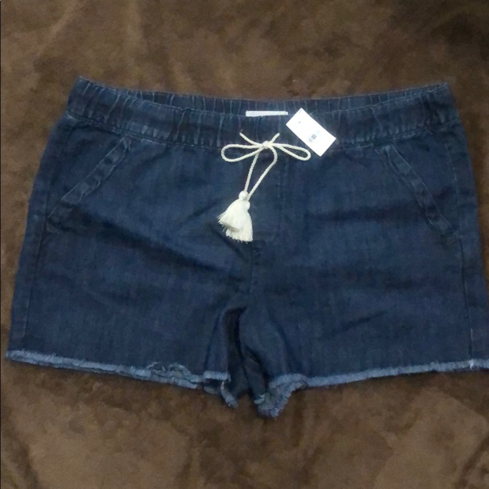 Stretch band blue Jean shorts